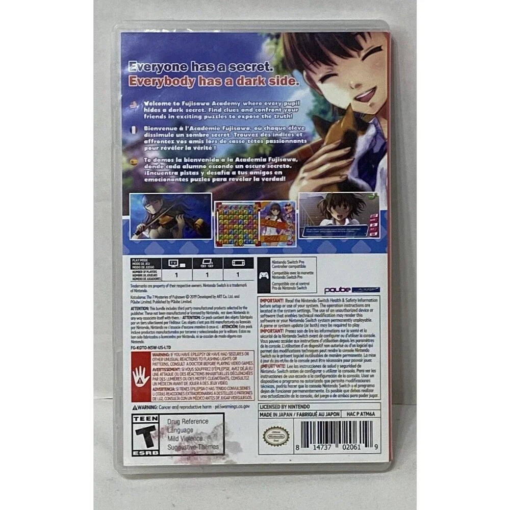 Kotodama The 7 Mysteries of Fujisawa Nintendo Switch Complete w/ Sealed Cards